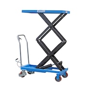 Eoslift Industrial Grade Heavy Duty TAD35 Manual Double Scissor Lift Table Cart 770 lbs. Capacity, Table Size 20.5 in. x 39.7in. with Swivel Rear Caster and Rigid Stationary Front Caster Wheels TAD35